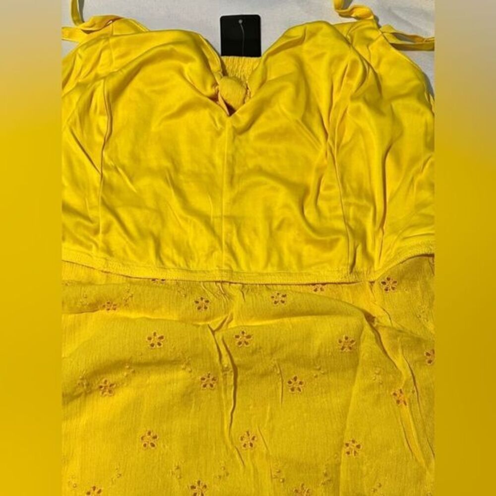 Torrid Peplum Eyelet Cami babydoll sleeveless blouse top yellow‎ size 1X - Picture 12 of 13